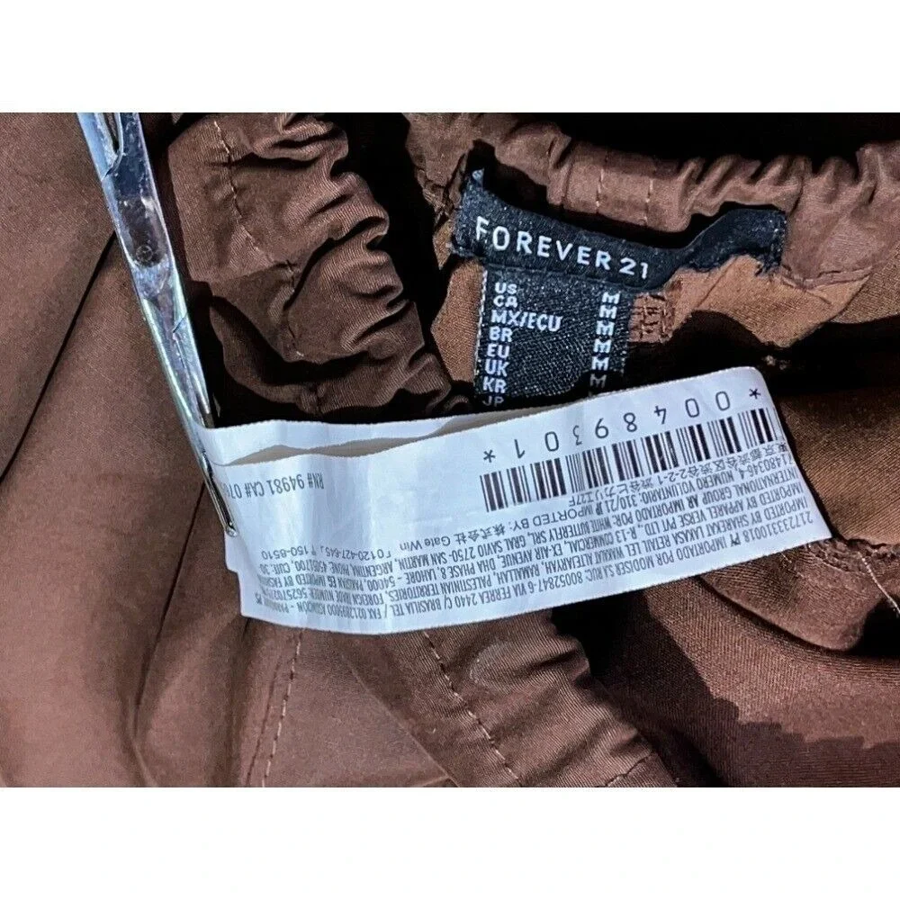 Forever 21 Wide Leg Lounge Pants Womens‎ Size M Drawstring Waist Brown Casual - Picture 3 of 11